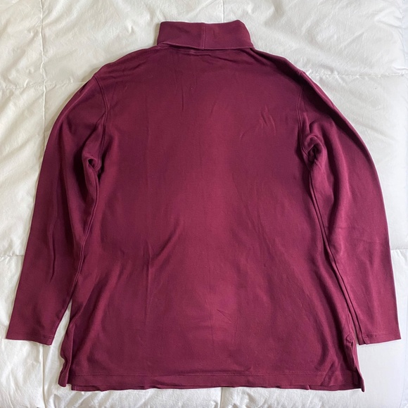 Lands' End Women's 100% Cotton Long Sleeve Maroon Turtleneck, XL - Picture 4 of 8